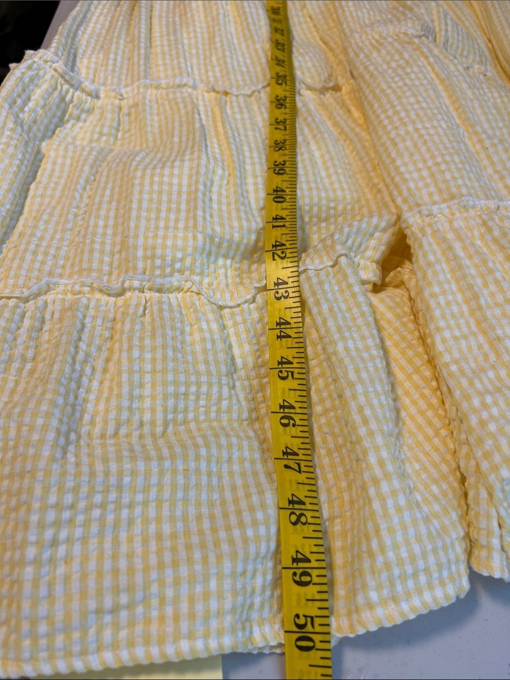 Sim & Sam Yellow Cotton Gingham Tiered Cottagecore Maxi Dress - Picture 15 of 15